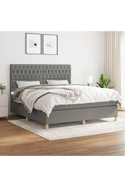 Concept Pat box spring cu saltea, gri închis, 180x200 cm, textil
