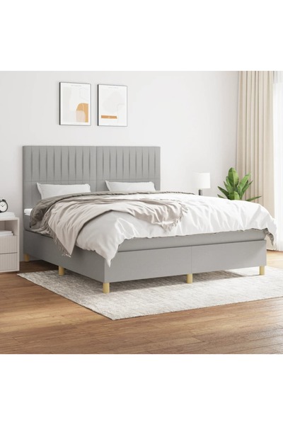 Concept Pat continental, gri deschis, 180x200 cm, material textil