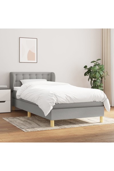 Concept Pat box spring cu saltea, gri deschis, 90x200 cm, textil