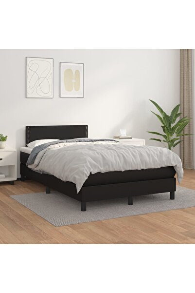 Concept Pat box spring cu saltea, negru, 120x200 cm, piele ecologică