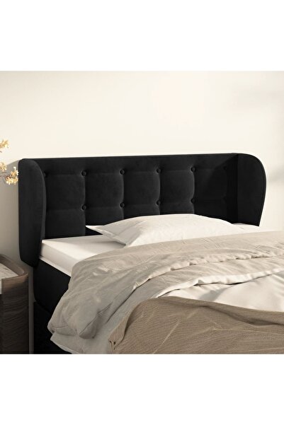 Concept Tăblie de pat cu aripioare negru 83x23x78/88 cm catifea