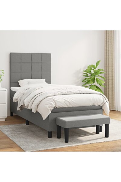 Concept Pat box spring cu saltea, gri închis, 90x200 cm, textil