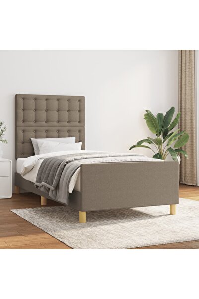 Concept Cadru de pat cu tăblie, gri taupe, 90x190 cm, textil