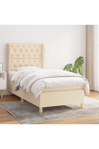 Concept Pat box spring cu saltea, crem, 80x200 cm, textil
