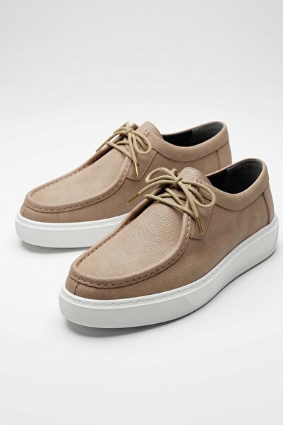 LUSIVE 100% Genuine Nubuck & Leather Beige Ultra Lightweight Casual Men's Sho...