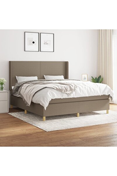 Concept Pat box spring cu saltea, gri taupe, 160x200 cm material textil