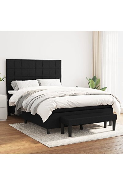 Concept Pat box spring cu saltea, negru, 140x200 cm, textil