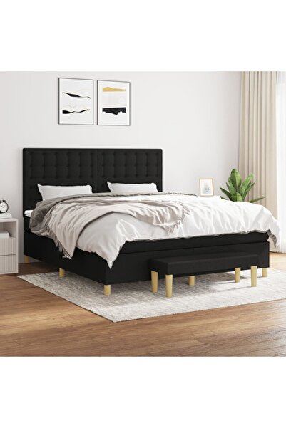 Concept Pat box spring cu saltea, negru, 180x200 cm, catifea