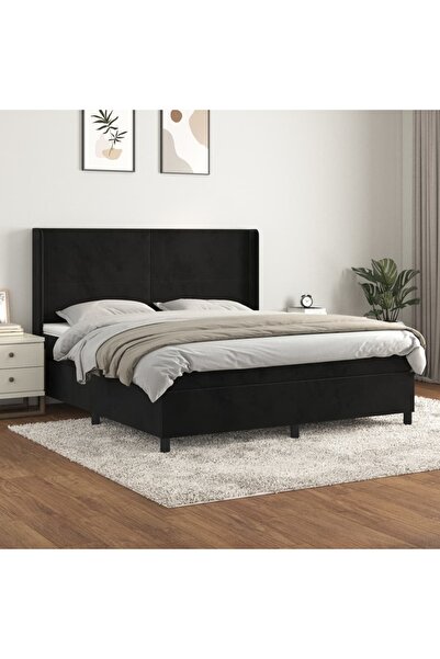 Concept Pat box spring cu saltea, negru, 180x200 cm, catifea