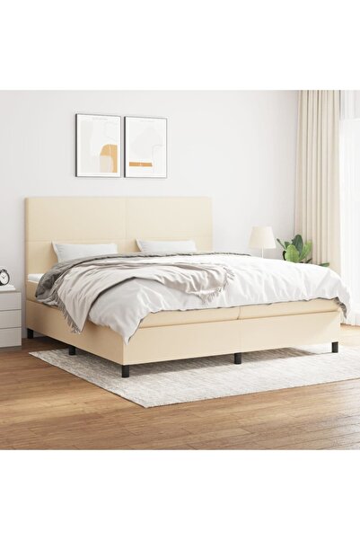 Concept Pat box spring cu saltea, crem, 200x200 cm, textil
