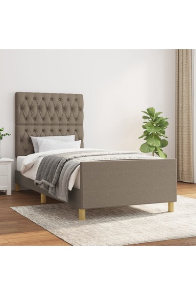 Concept Cadru de pat cu tăblie, gri taupe, 90x200 cm, textil