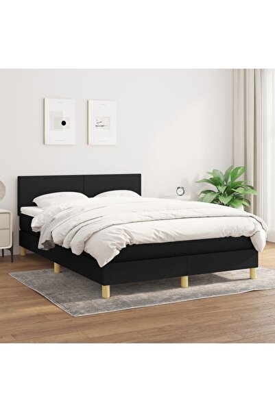Concept Pat box spring cu saltea, negru, 140x200 cm, textil