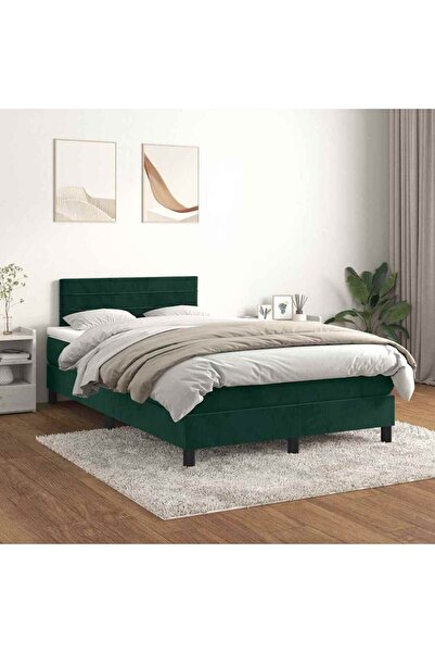 Concept Pat box spring cu saltea, verde închis, 120x200 cm, catifea