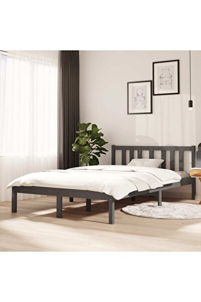 Concept Σκελετός κρεβατιού, γκρι, 120x200 εκ., μασίφ ξύλο πεύκου