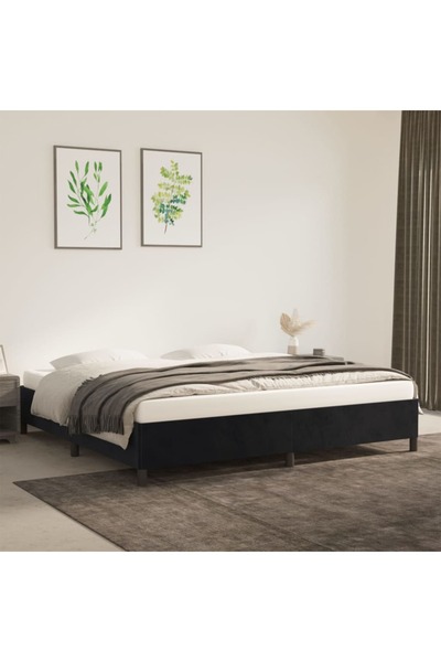 Concept Cadru de pat, negru, 200x200 cm, catifea