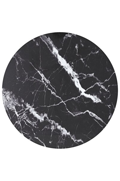 Concept Blat masă negru Ø90x1 cm sticlă securizată cu design marmură