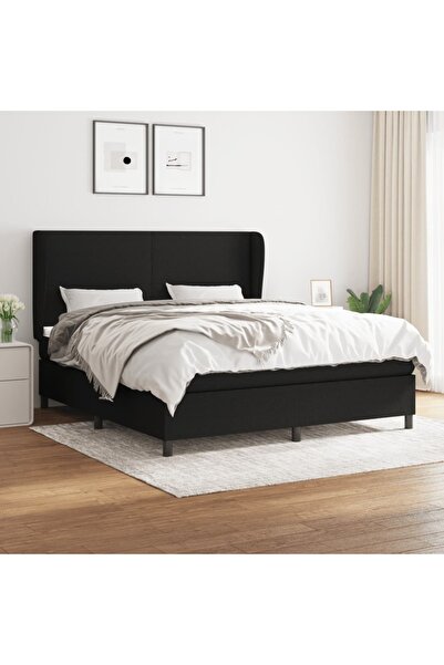 Concept Pat box spring cu saltea, negru, 180x200 cm, catifea