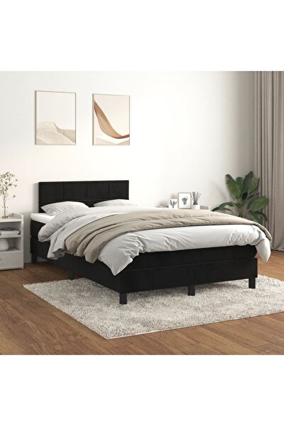 Concept Pat box spring cu saltea, negru, 120x200 cm, catifea