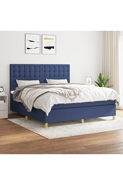 Concept Pat box spring cu saltea, albastru, 180x200 cm, material textil