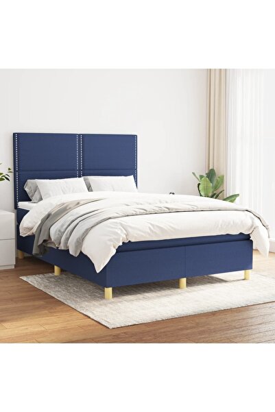 Concept Κρεβάτι Continental με στρώμα, μπλε, 140x200cm, ύφασμα