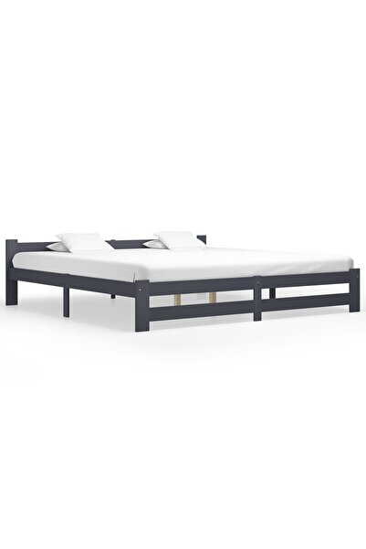 Concept Cadru de pat, gri închis, 200 x 200 cm, lemn masiv de pin