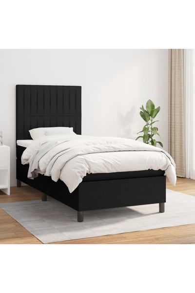 Concept Pat box spring cu saltea, negru, 90x190 cm, textil