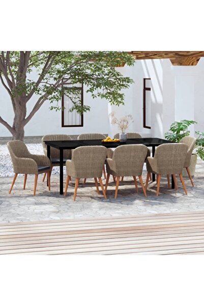 Concept Set mobilier pentru grădină cu perne, 9 piese, maro