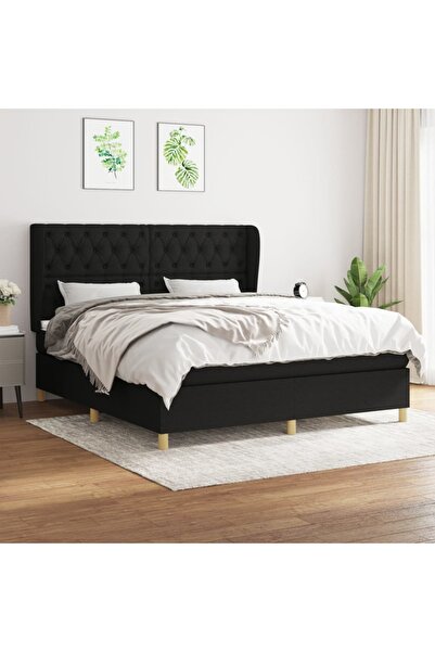 Concept Pat box spring cu saltea, negru, 160x200 cm, textil
