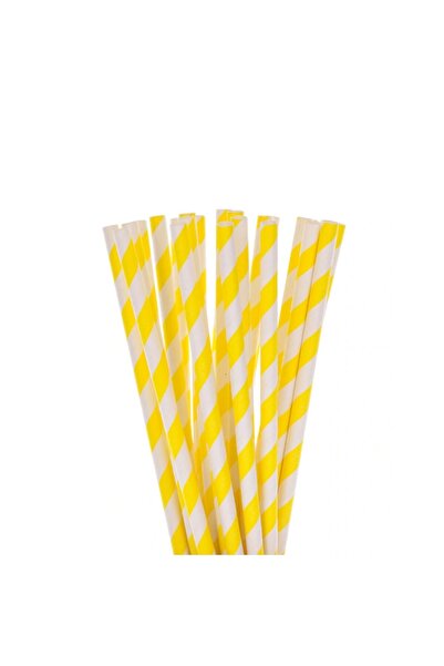 OEM Paper straws, yellow with Striped , 6/197 mm, 150pcs/set