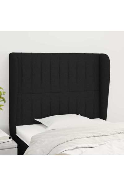 Concept Tăblie de pat cu aripioare, negru, 83x23x118/128 cm, textil