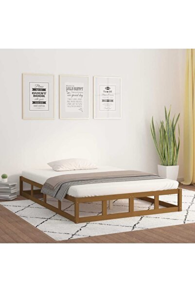 Concept Μικρό σκελετό Διπλό κρεβατιού 4FT καφέ μελί 120x190 εκ. μασίφ ξύλο