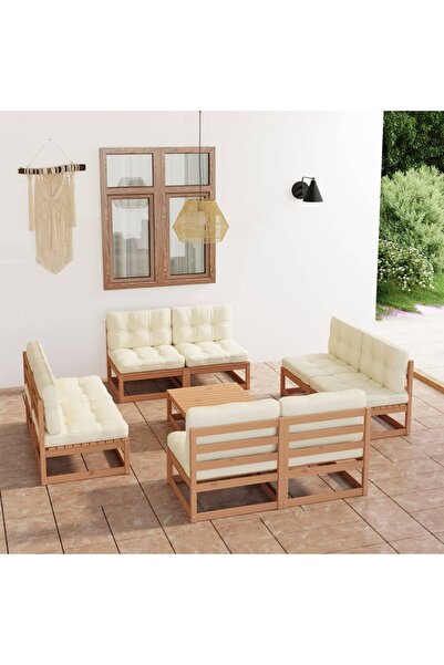 Concept Set mobilier de grădină cu perne, 9 piese, lemn masiv de pin