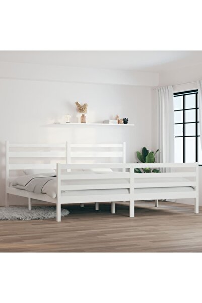 Concept Σκελετός κρεβατιού, 200x200 εκ., μασίφ ξύλο πεύκου, λευκό