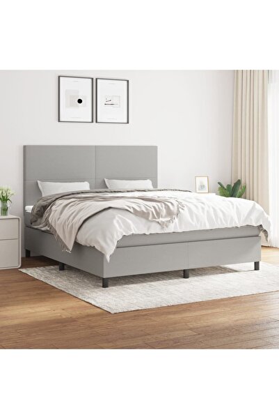 Concept Pat continental, gri deschis, 180x200 cm, material textil