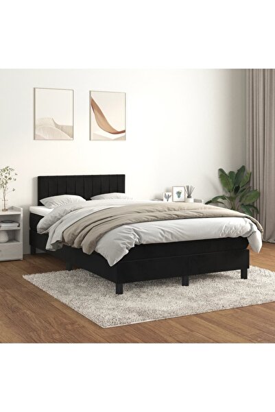 Concept Pat box spring cu saltea, negru, 120x200 cm, catifea