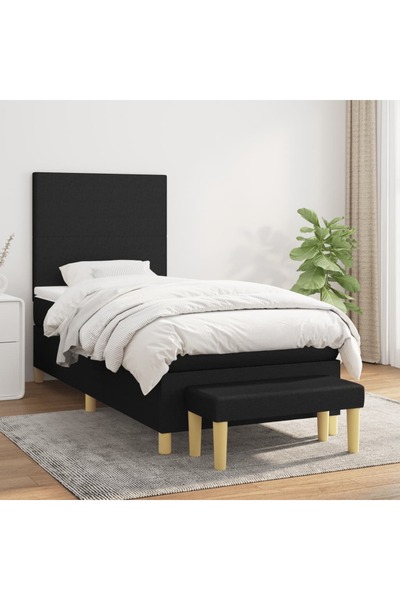 Concept Pat box spring cu saltea, negru, 80x200 cm, textil