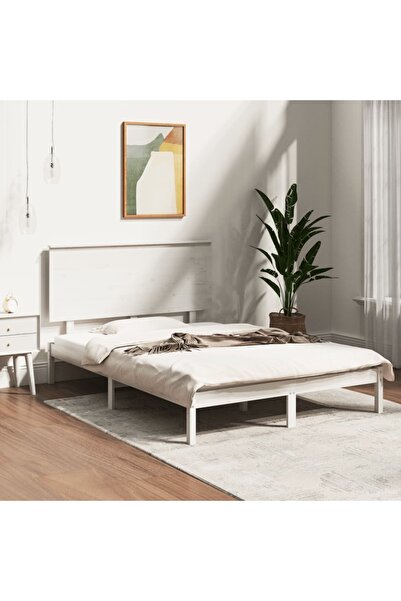 Concept Σκελετός κρεβατιού, λευκό, 140x200 cm, μασίφ ξύλο πεύκου