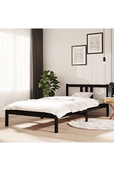 Concept Σκελετός κρεβατιού, μαύρο, 100x200 cm, μασίφ ξύλο πεύκου