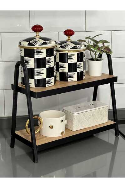 Benefse Mutfak Raf Çam Tezgah Üstü Raf Kahve Köşesi Raf Banyo Raf Baharatlık