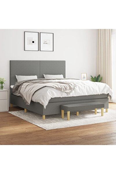 Concept Pat box spring cu saltea, gri închis, 180x200 cm, textil