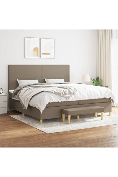 Concept Pat box spring cu saltea, gri taupe, 200x200 cm, textil