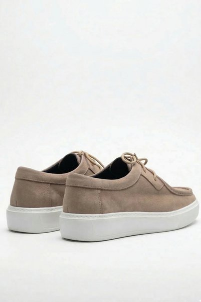 LUSIVE 100% Genuine Nubuck & Leather Beige Ultra Lightweight Casual Men's Shoes Luass29Al0046