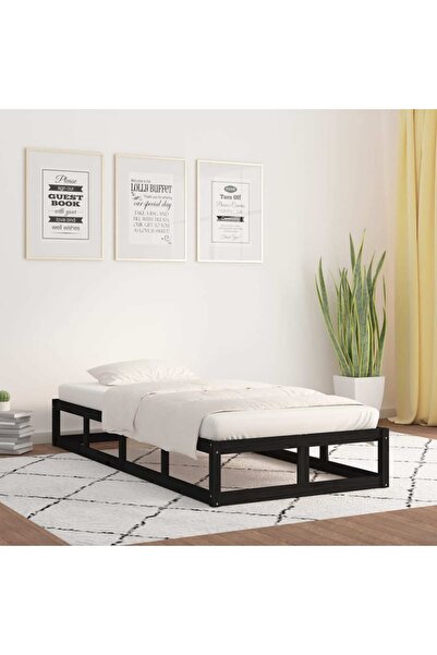 Concept Cadru de pat, negru, 90x200 cm, lemn masiv