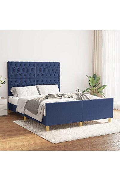 Concept Σκελετός κρεβατιού με κεφαλάρι, μπλε, 140x190 cm, ύφασμα