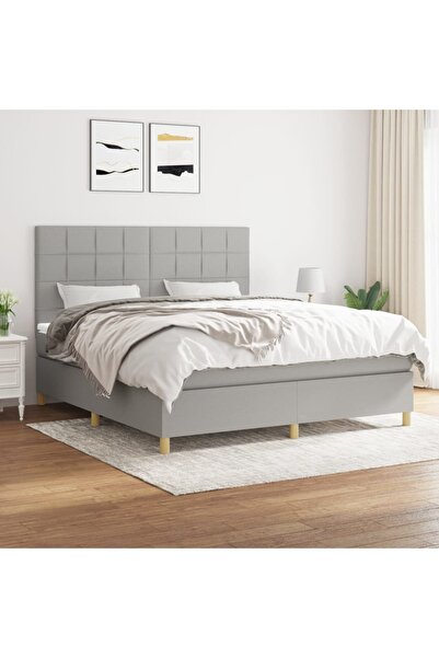 Concept Pat continental cu saltea, gri deschis, 160x200 cm, textil