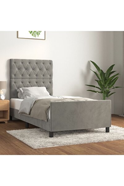 Concept Cadru de pat cu tăblie, gri deschis, 80x200 cm, catifea