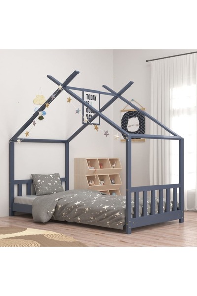Concept Cadru de pat de copii, gri, 70 x 140 cm, lemn masiv de pin