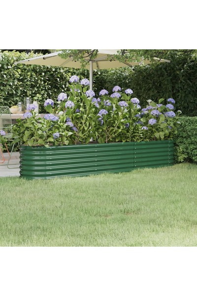 Concept Πράσινη γλάστρα κήπου 224x40x36 cm, ηλεκτροστατικά βαμμένη, από ατσάλι