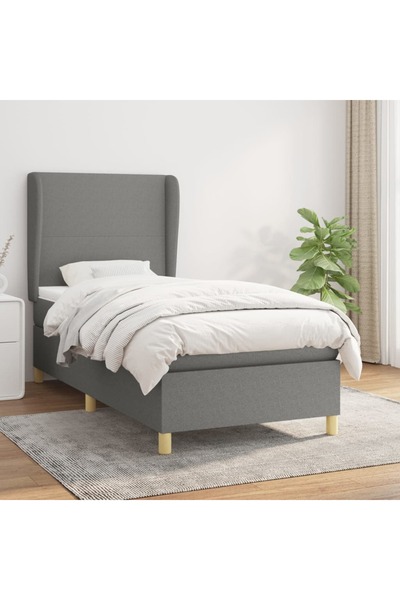 Concept Pat box spring cu saltea, gri închis, 90x190 cm, textil