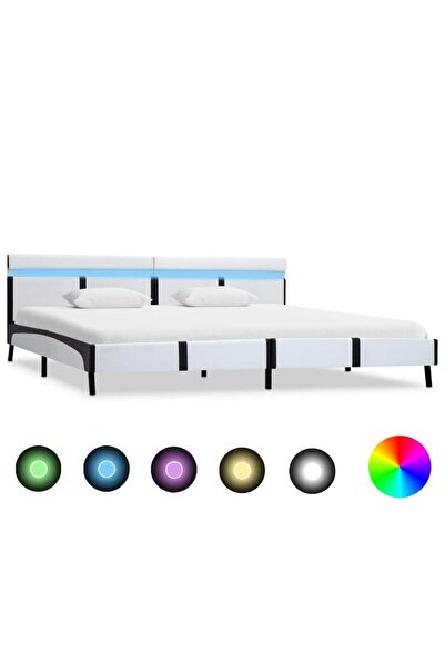 Concept Σκελετός κρεβατιού LED, λευκό, 180 x 200 cm, τεχνητό Δερμάτινο